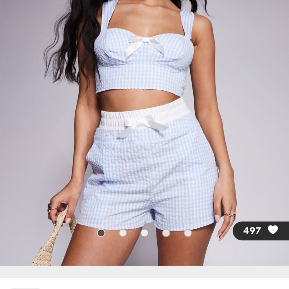 ASOS Blue and White Gingham Crop Top NWT!